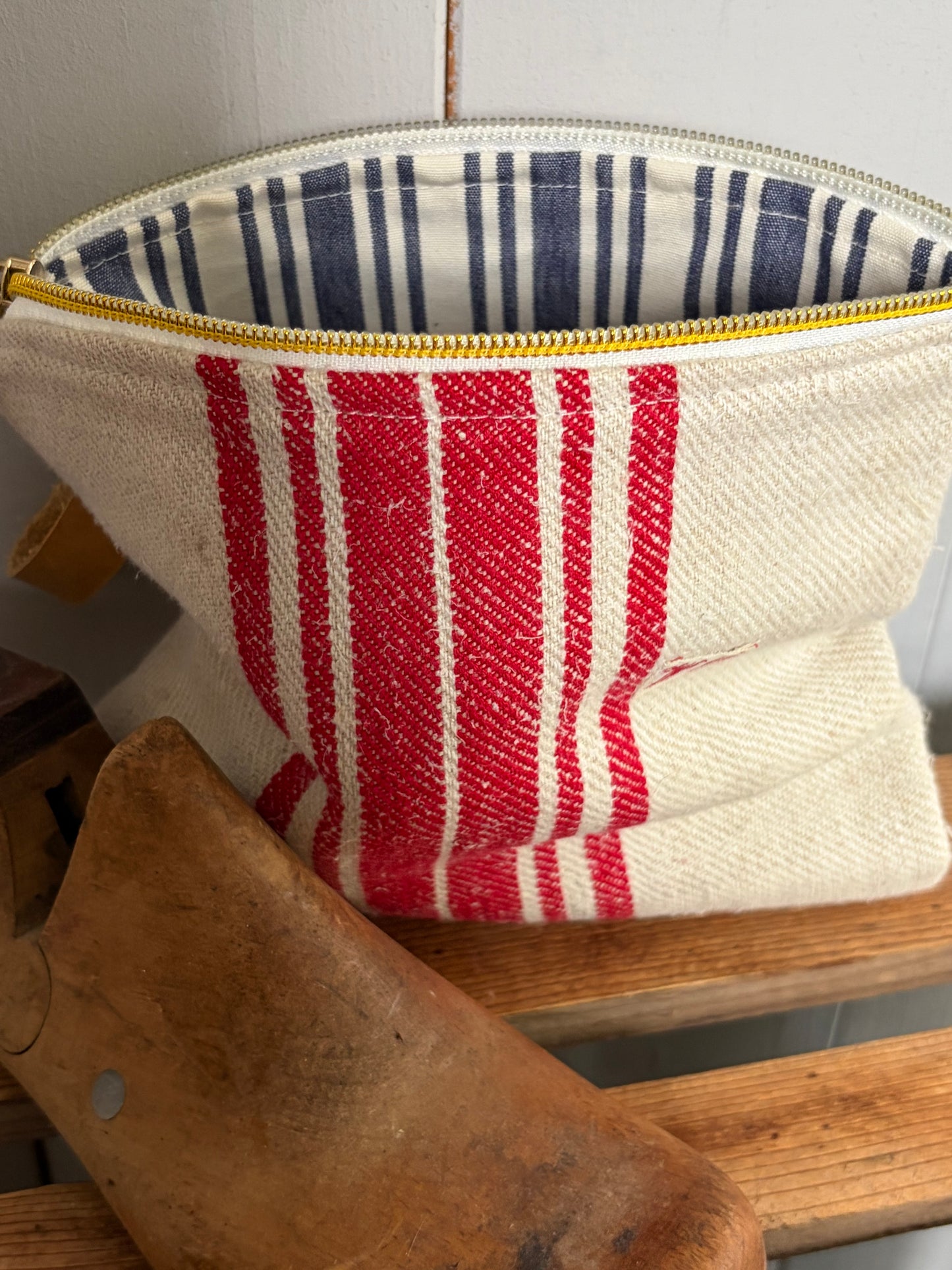 Kosmetiktasche aus altem Leinen - kleiner Shopper