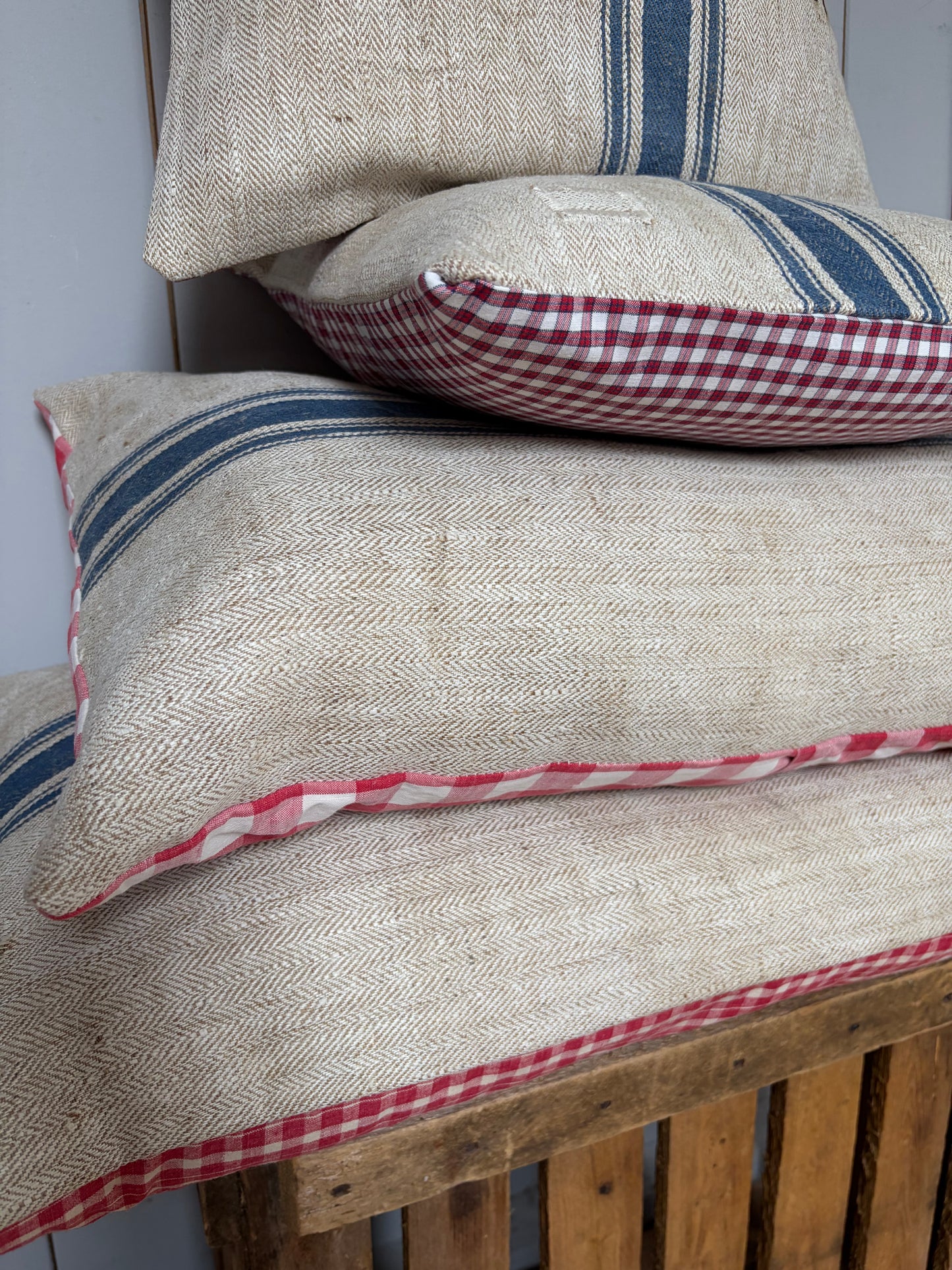 Very Vintage Kissenbezug aus altem Leinensack 60 x 40