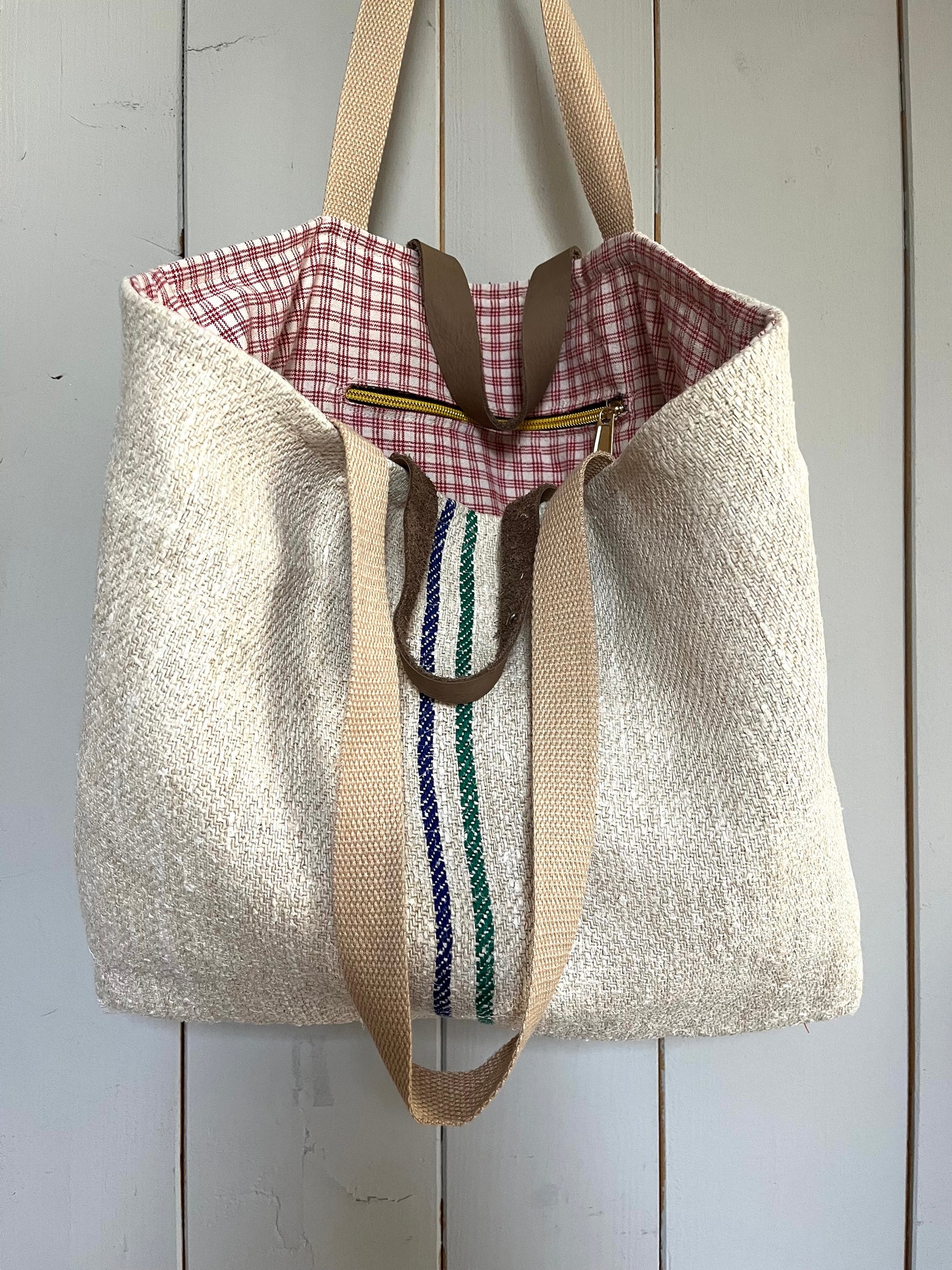 Tasche Shopper mit Streifen aus Kornsack