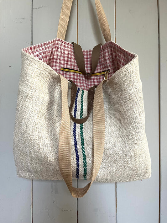 Tasche Shopper mit Streifen aus Kornsack