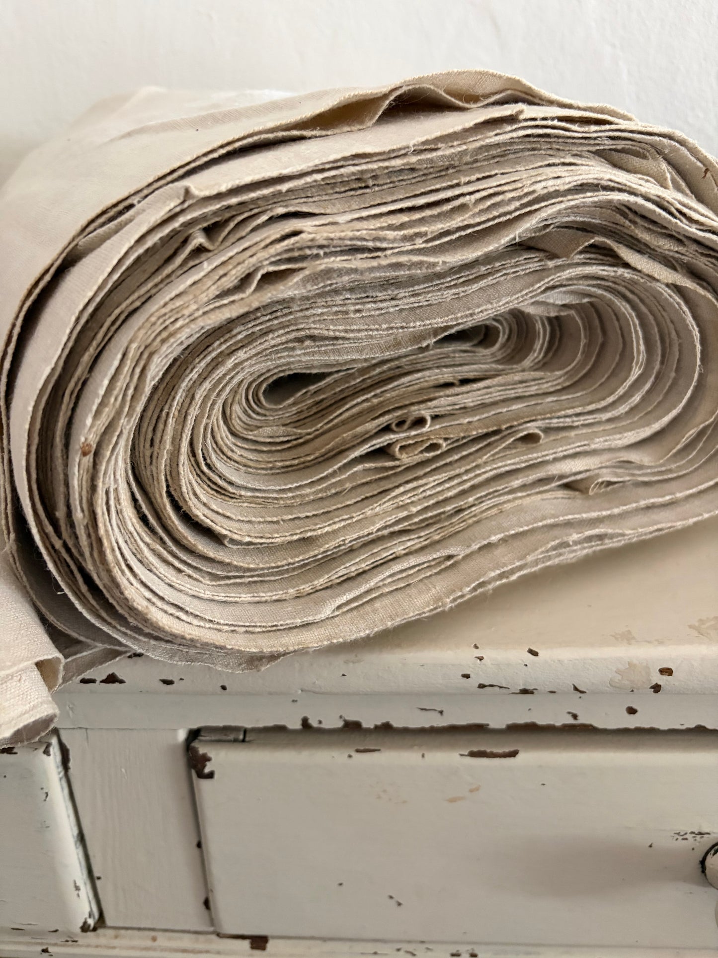 Außergewöhnlich: 5 Meter handgewebtes Leinen Ende 1800, sauber, kräftig