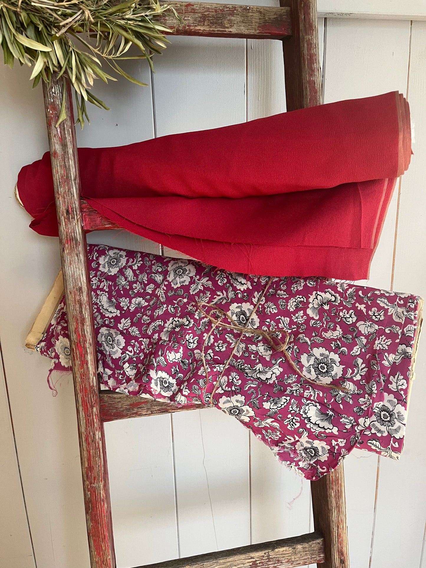 3,15 Meter Vintage Seide floral bedruckt