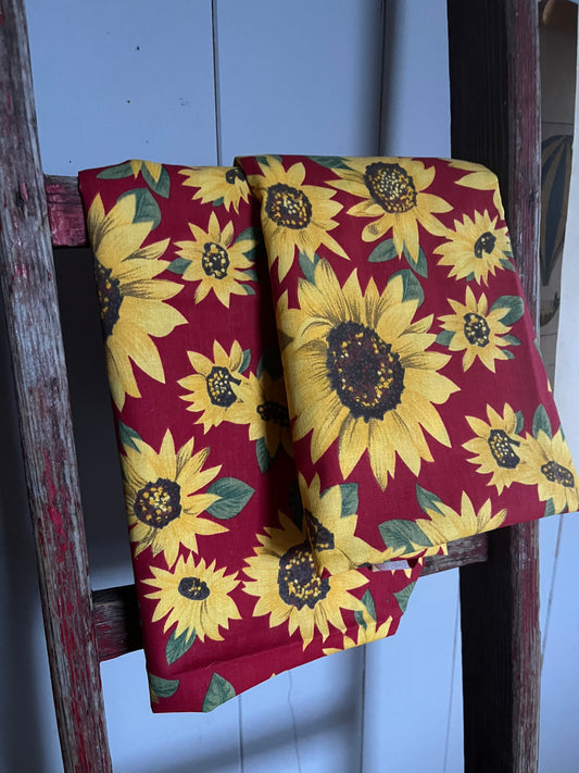Sonnenblumen auf Baumwolle: 140 x 80 und 95 x 80