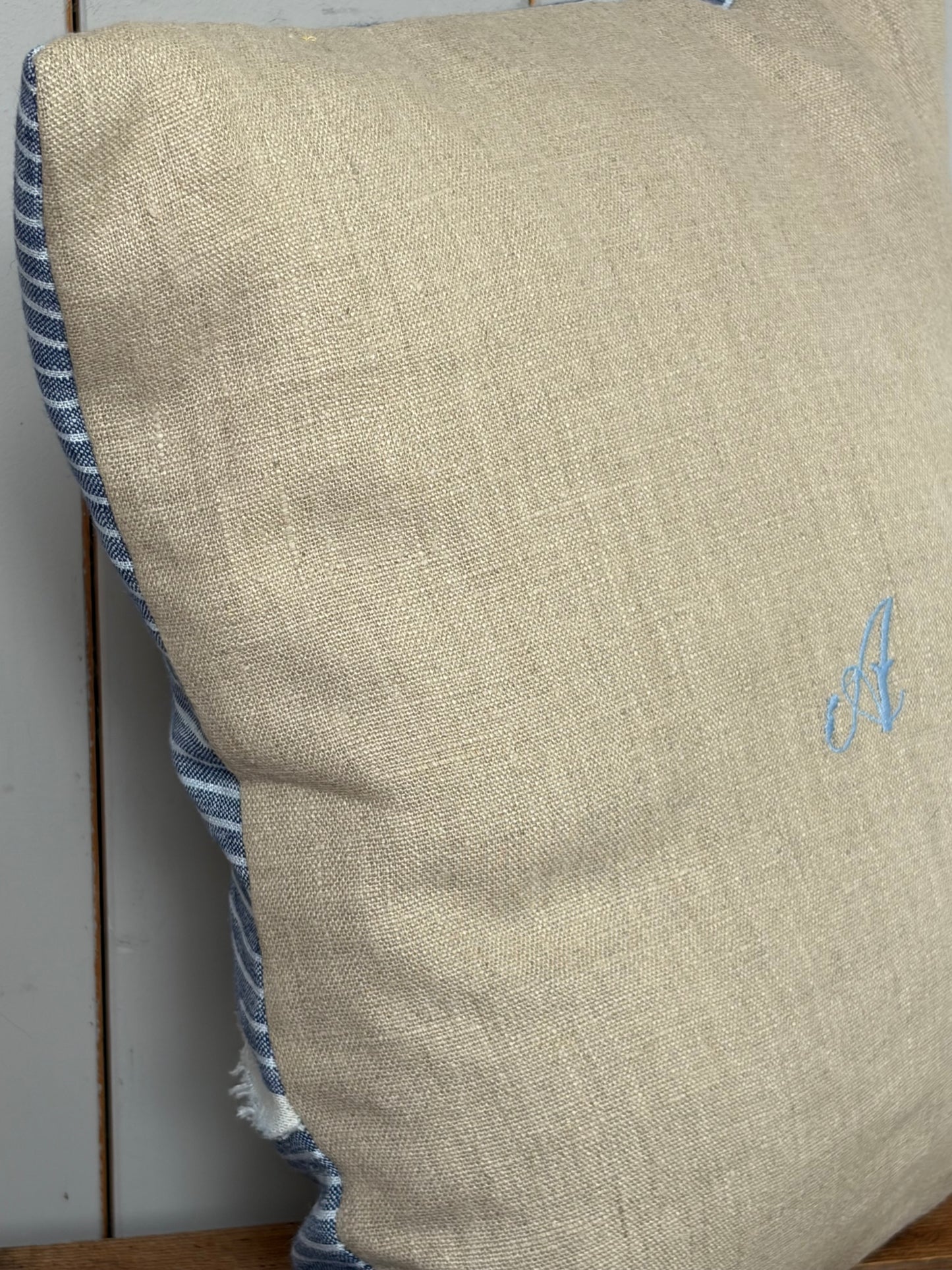 Kissenbezug washed Leinen mit Monogramm A