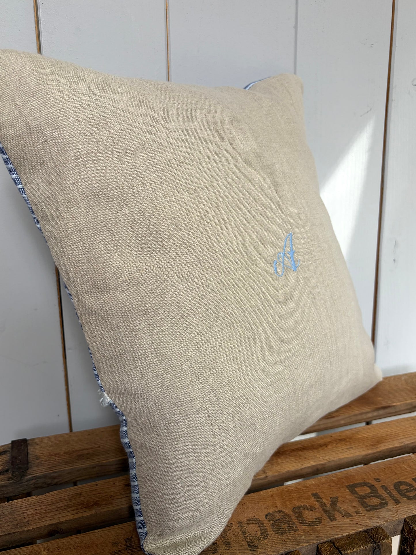 Kissenbezug washed Leinen mit Monogramm A