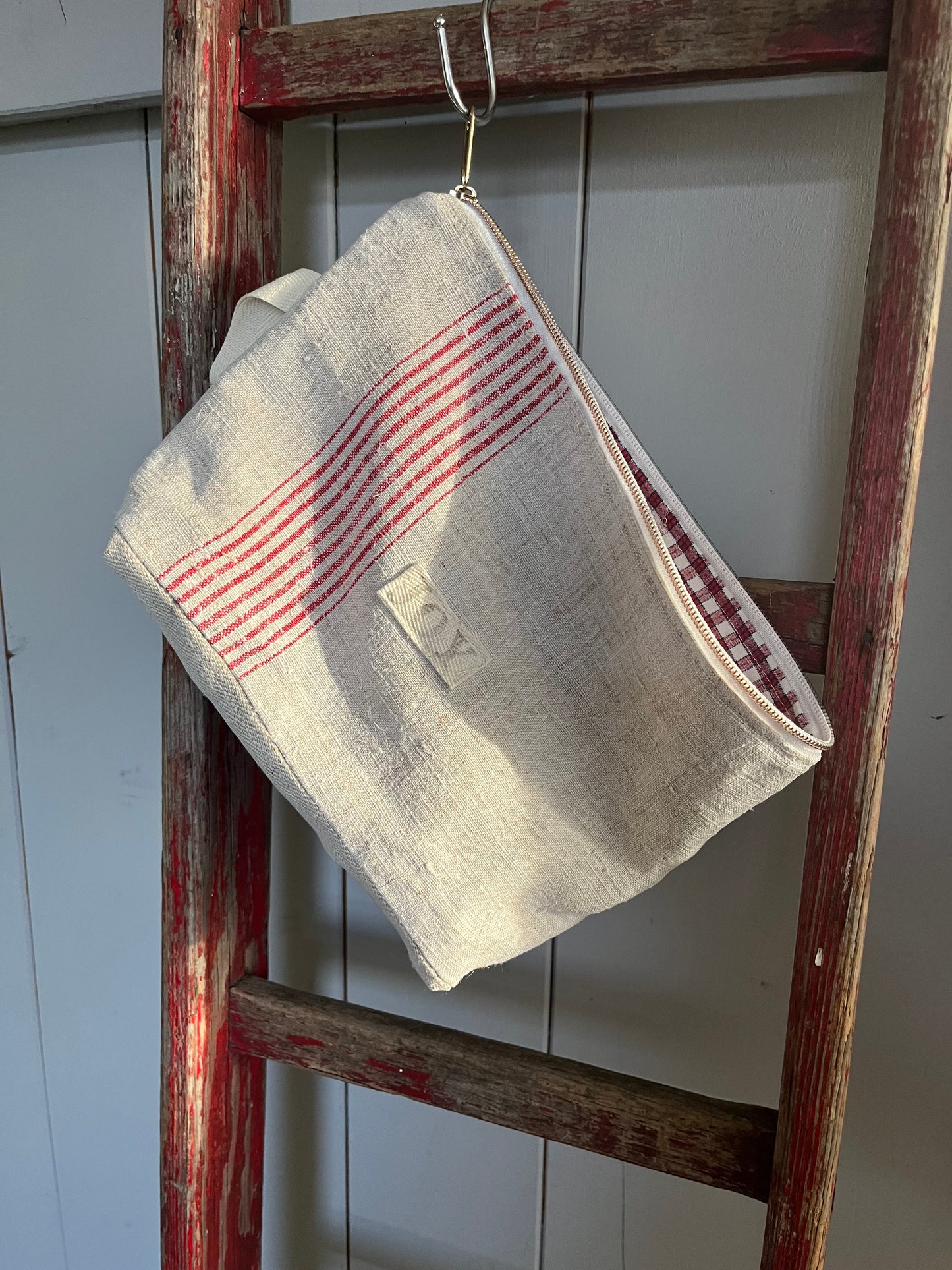 Kosmetiktasche aus altem Leinen - kleiner Shopper