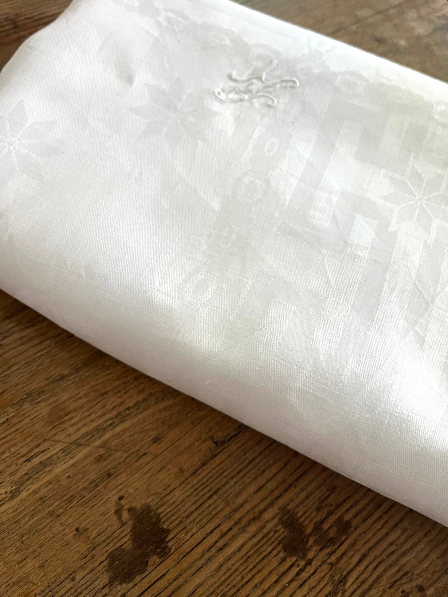 XXL Damast Leinen Tafeltuch 335 x 155 Monogramm