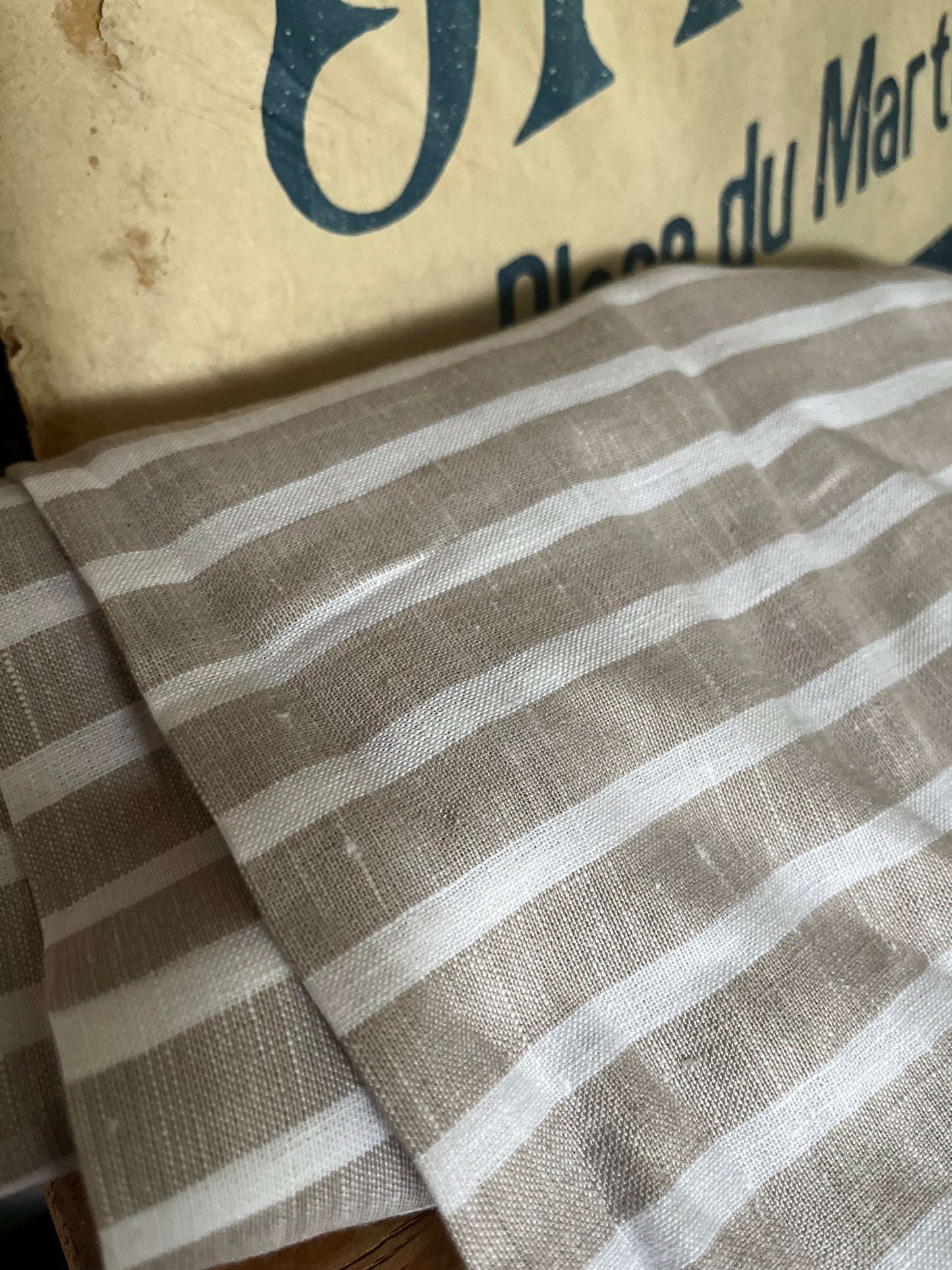 2 x 1,5 Meter softened Leinen in Beige/Hellbraun