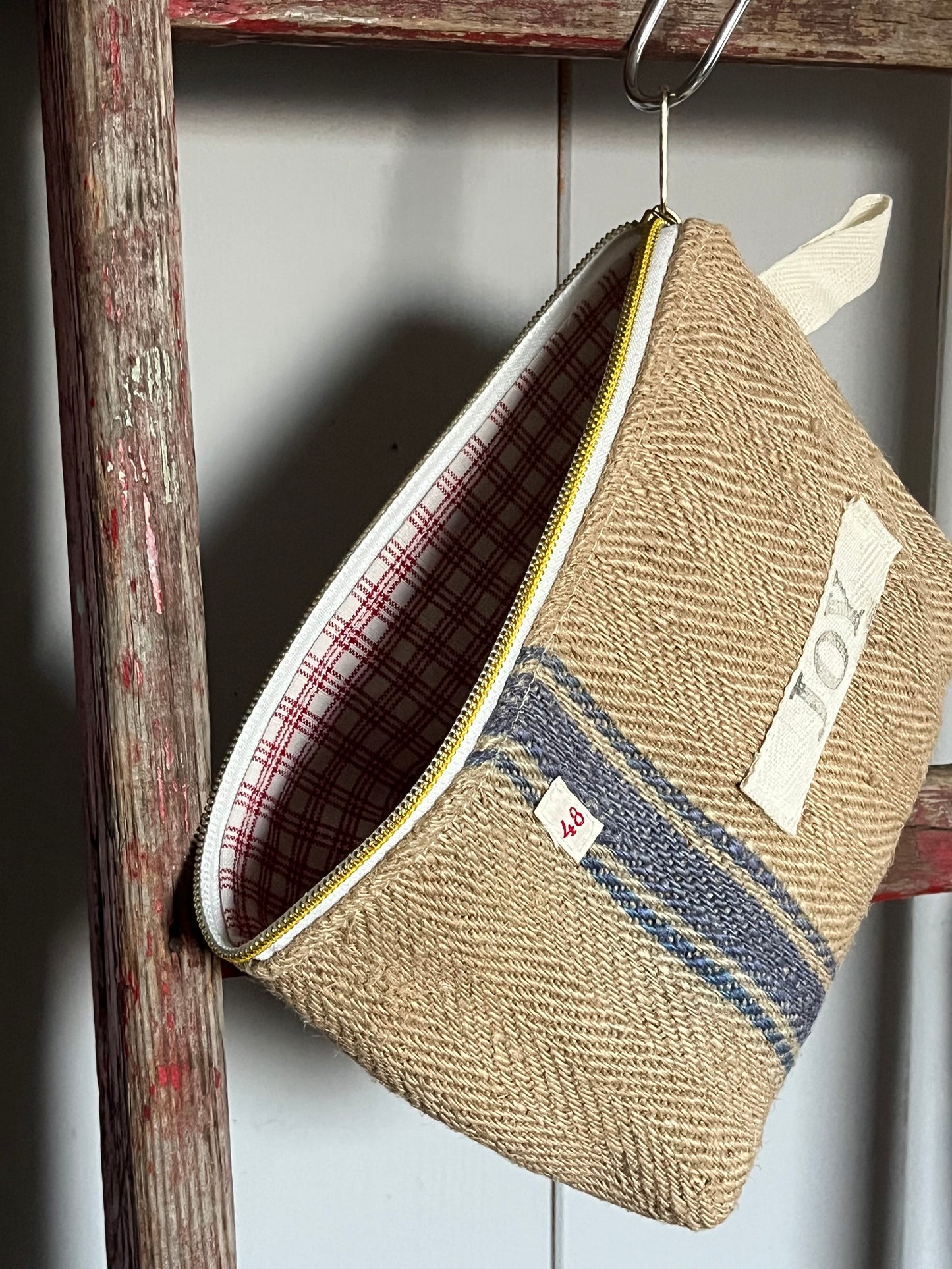 Kosmetiktasche aus altem Leinen - kleiner Shopper