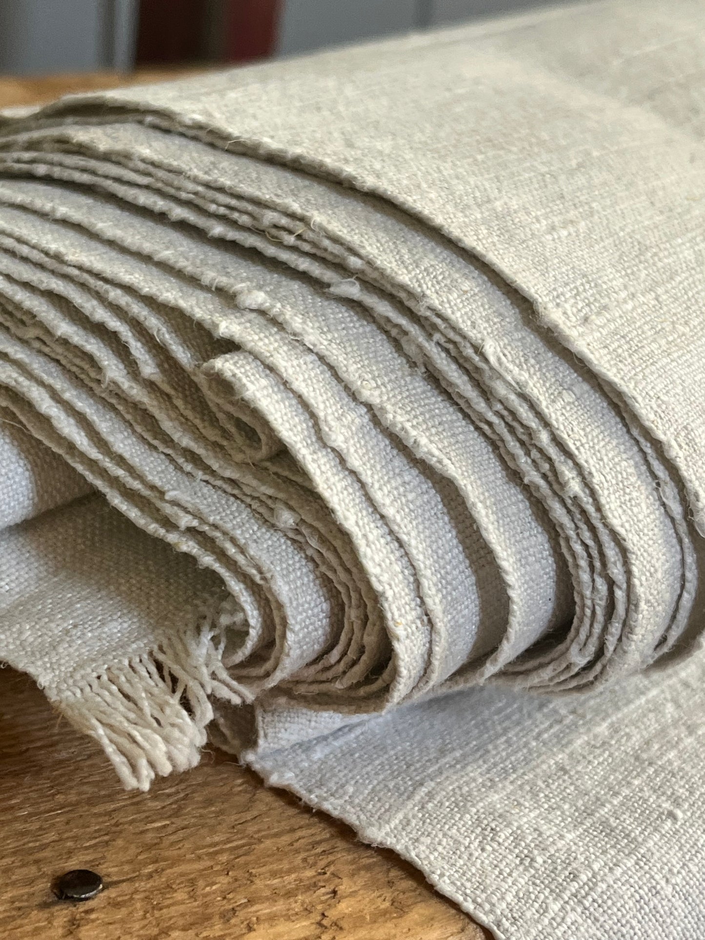 4,9 Meter 120 Jahre altes Leinen, bildschön, kräftiges, handgewebtes Bauernleinen