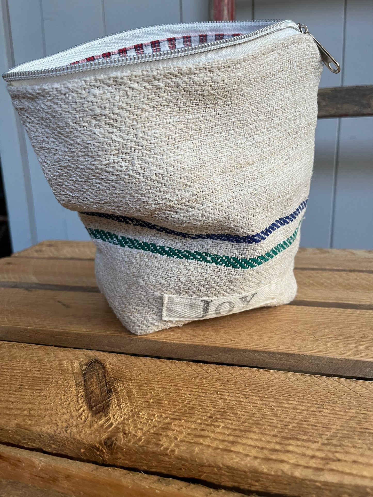 Kosmetiktasche aus altem Leinen - kleiner Shopper