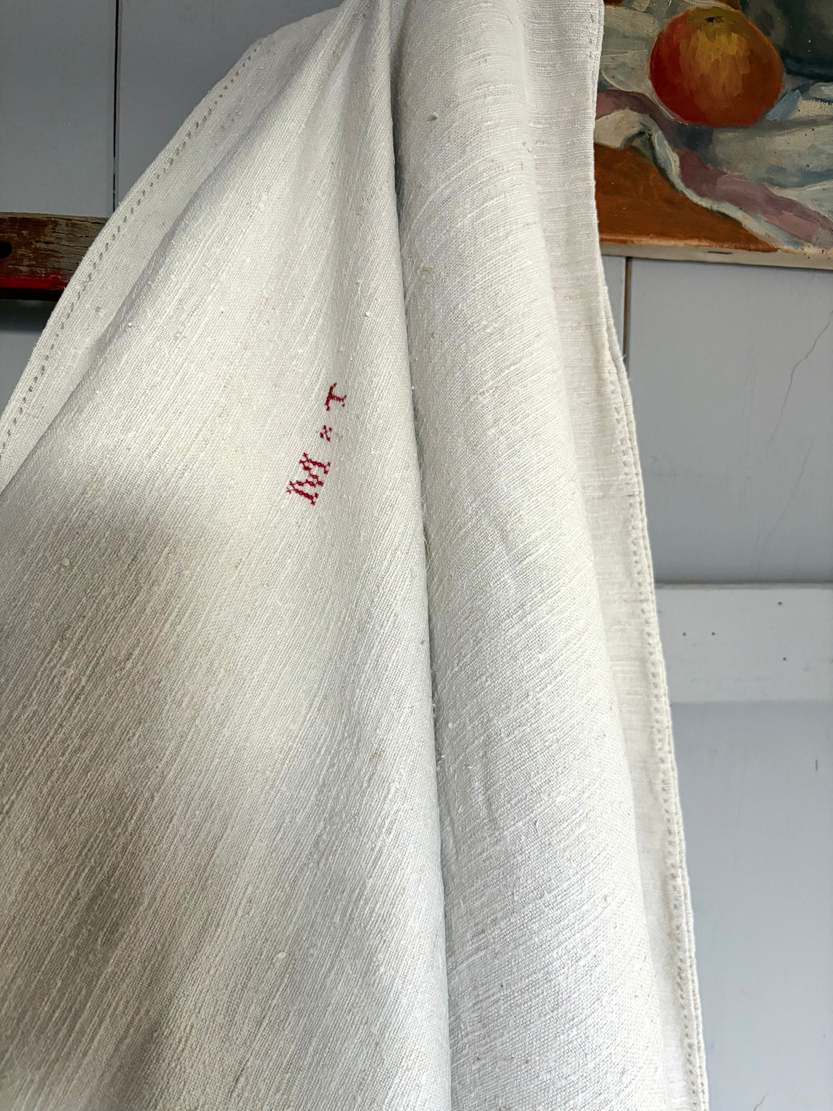 XL Leinensack aus kräftigem Bauernleinen mit kleinem gesticktem Monogramm