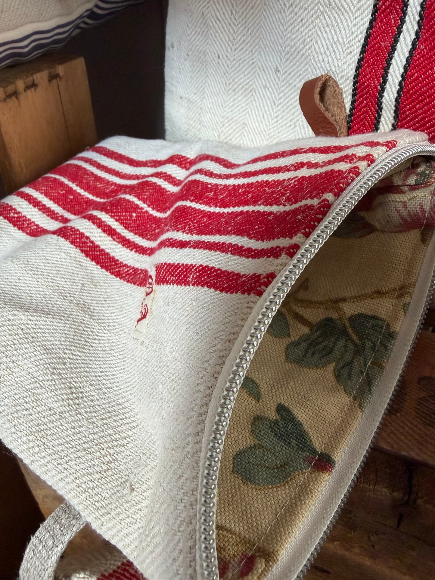 Kosmetiktasche aus altem Leinen - kleiner Shopper