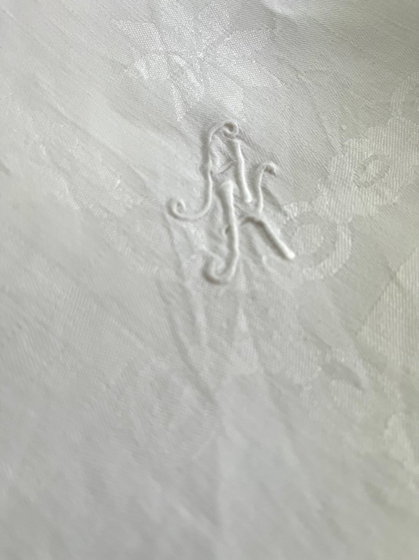 XXL Damast Leinen Tafeltuch 335 x 155 Monogramm