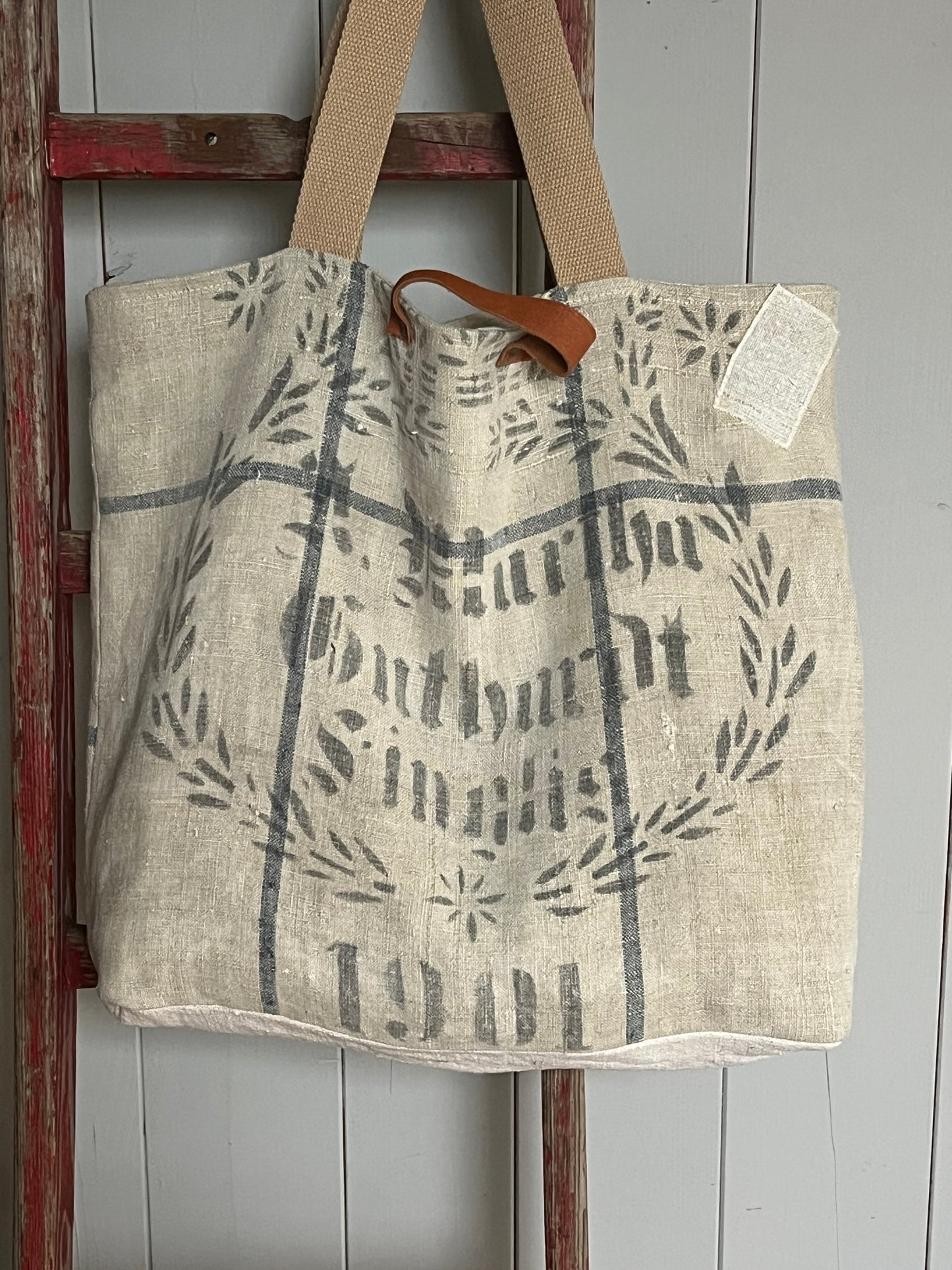 1901: Große Tasche Shopper mit Streifen aus Kornsack