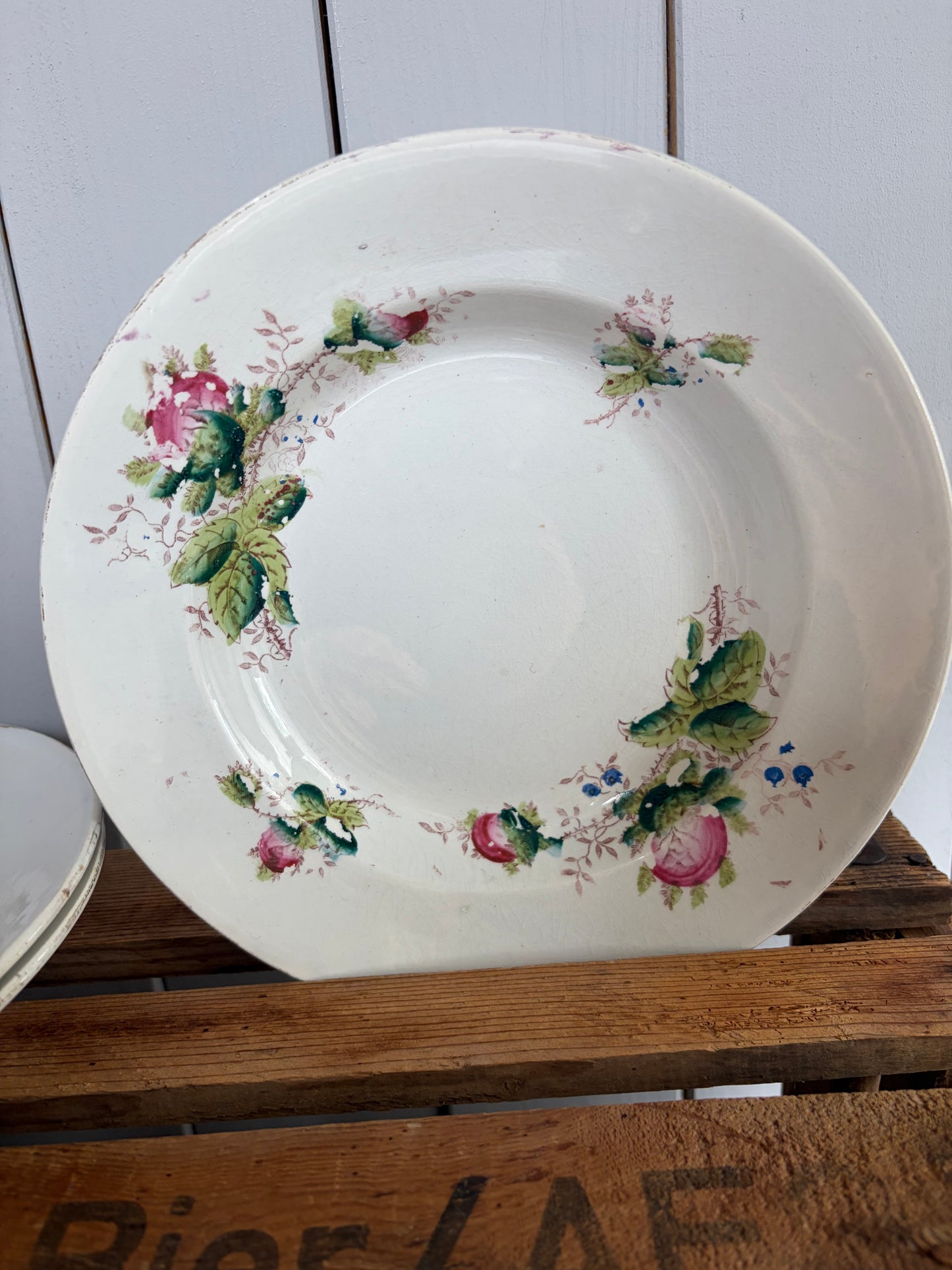 3 vintage belgische Teller mit Blumendekor