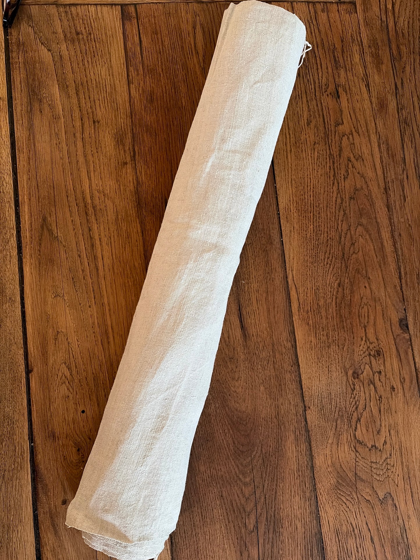 4,4 Meter feines, ungebleichtes Leinen mit Flachsstruktur von Ende 1800