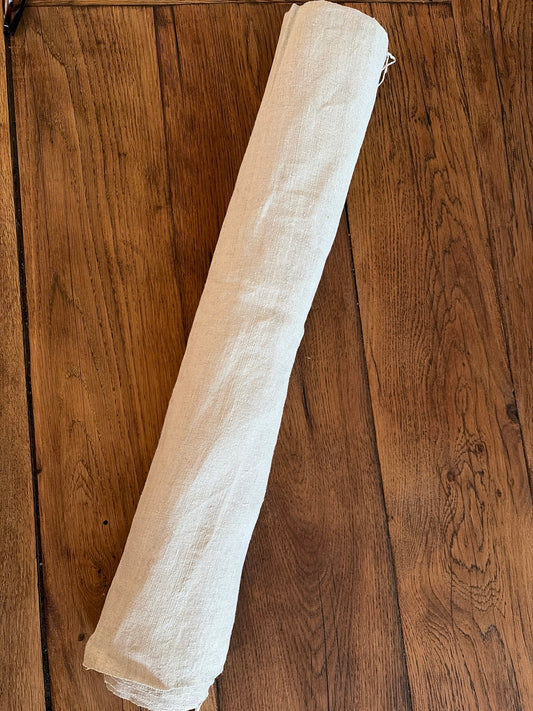 4,4 Meter feines, ungebleichtes Leinen mit Flachsstruktur von Ende 1800