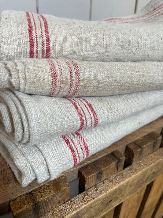 XL Tuch aus kräftigem Bauernleinen mit Streifen 115 x 50
