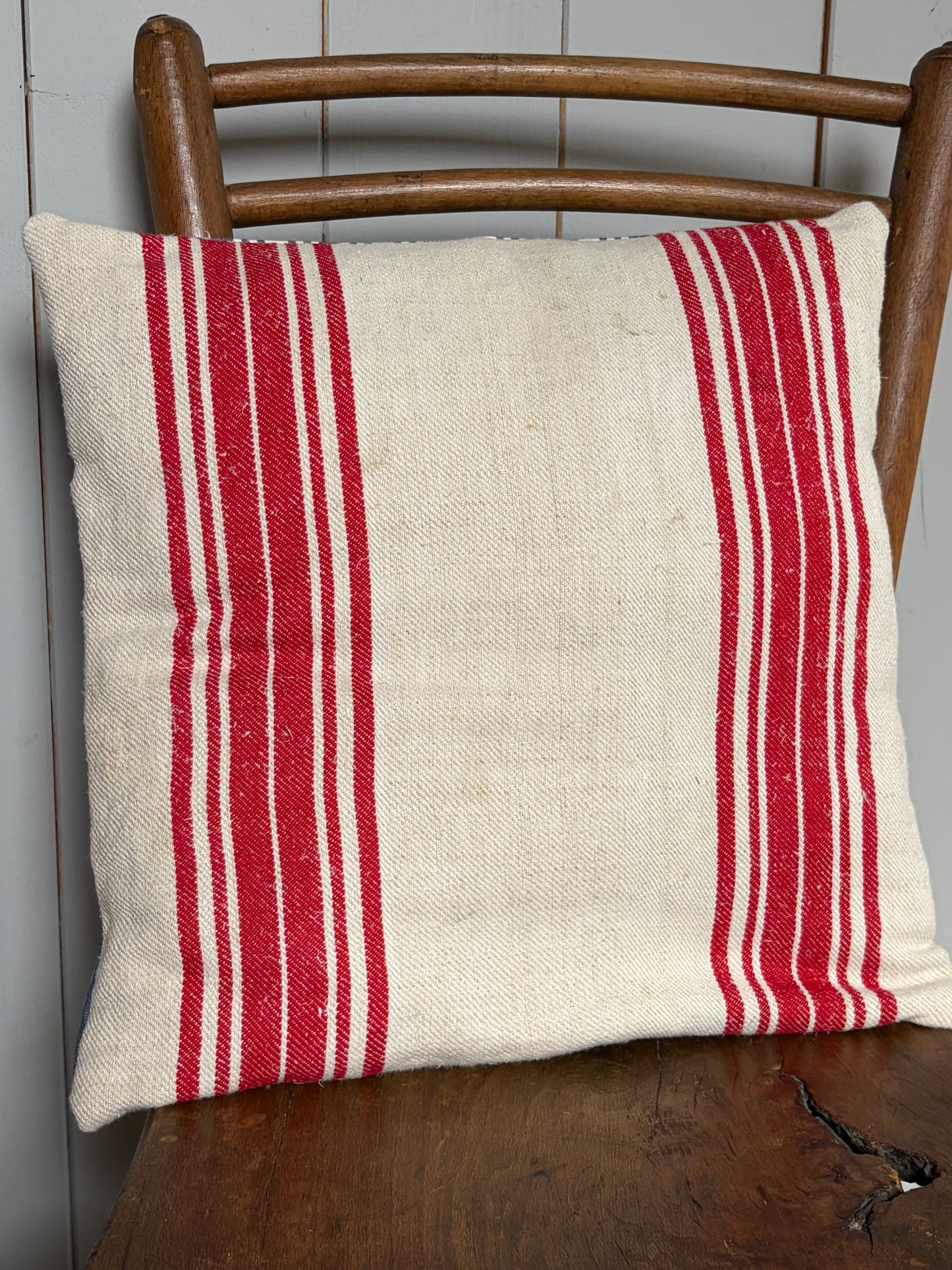 Kissenbezug rot gestreift Leinen 40 x 40