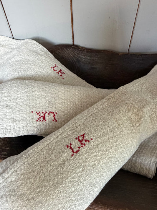 XL Klassiker Leinen Tuch mit Waffelmuster und Monogramm