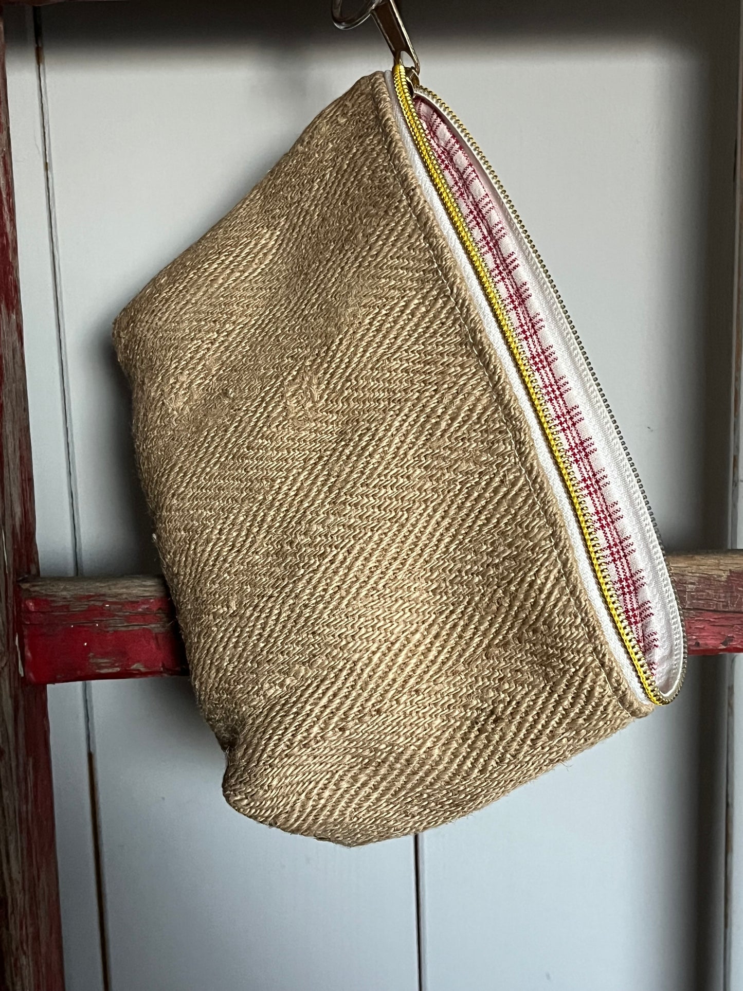 Kosmetiktasche aus altem Leinen - kleiner Shopper