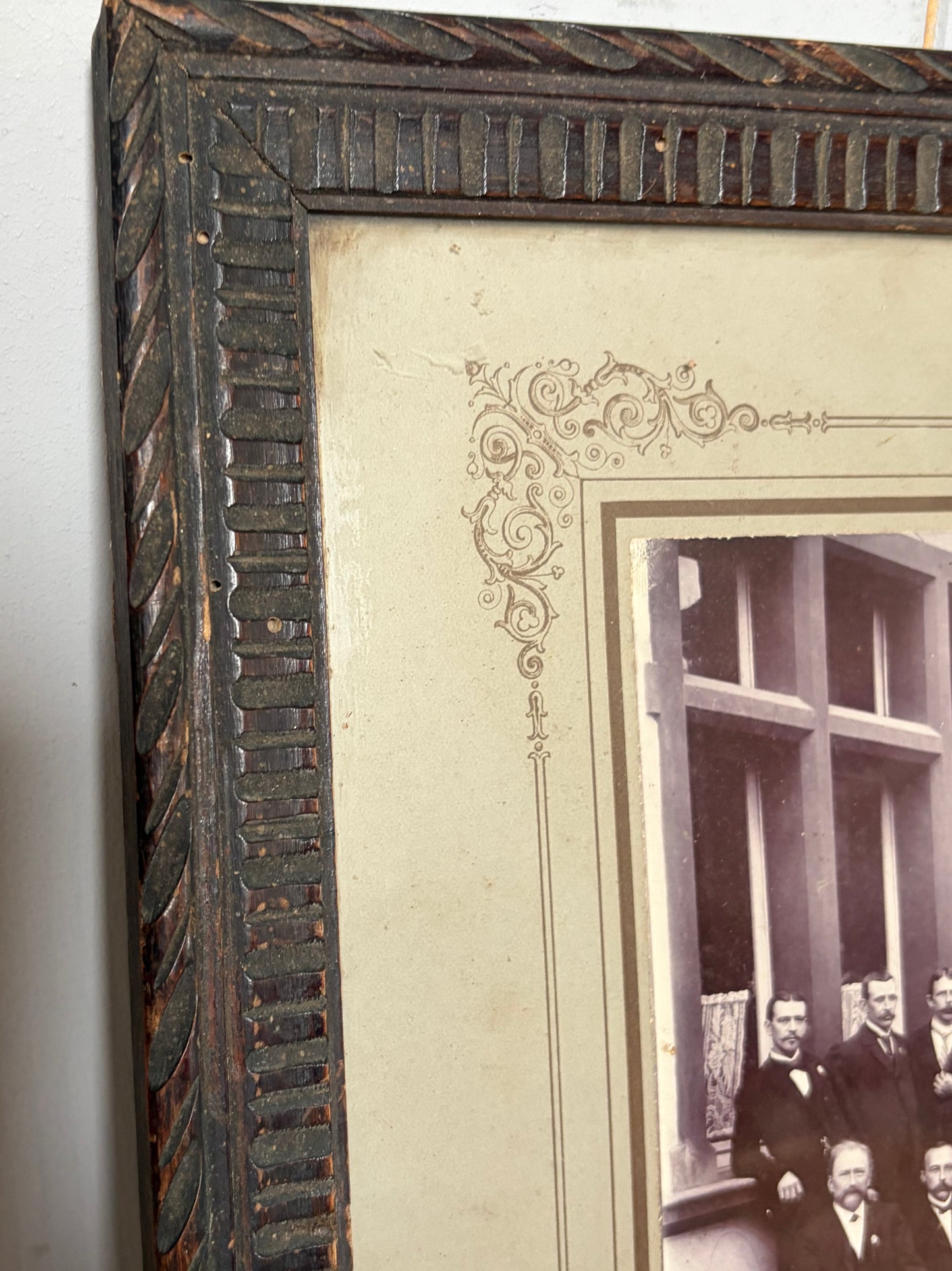 Original alte Fotografie gerahmt mit Holz und altem Glas Belgien
