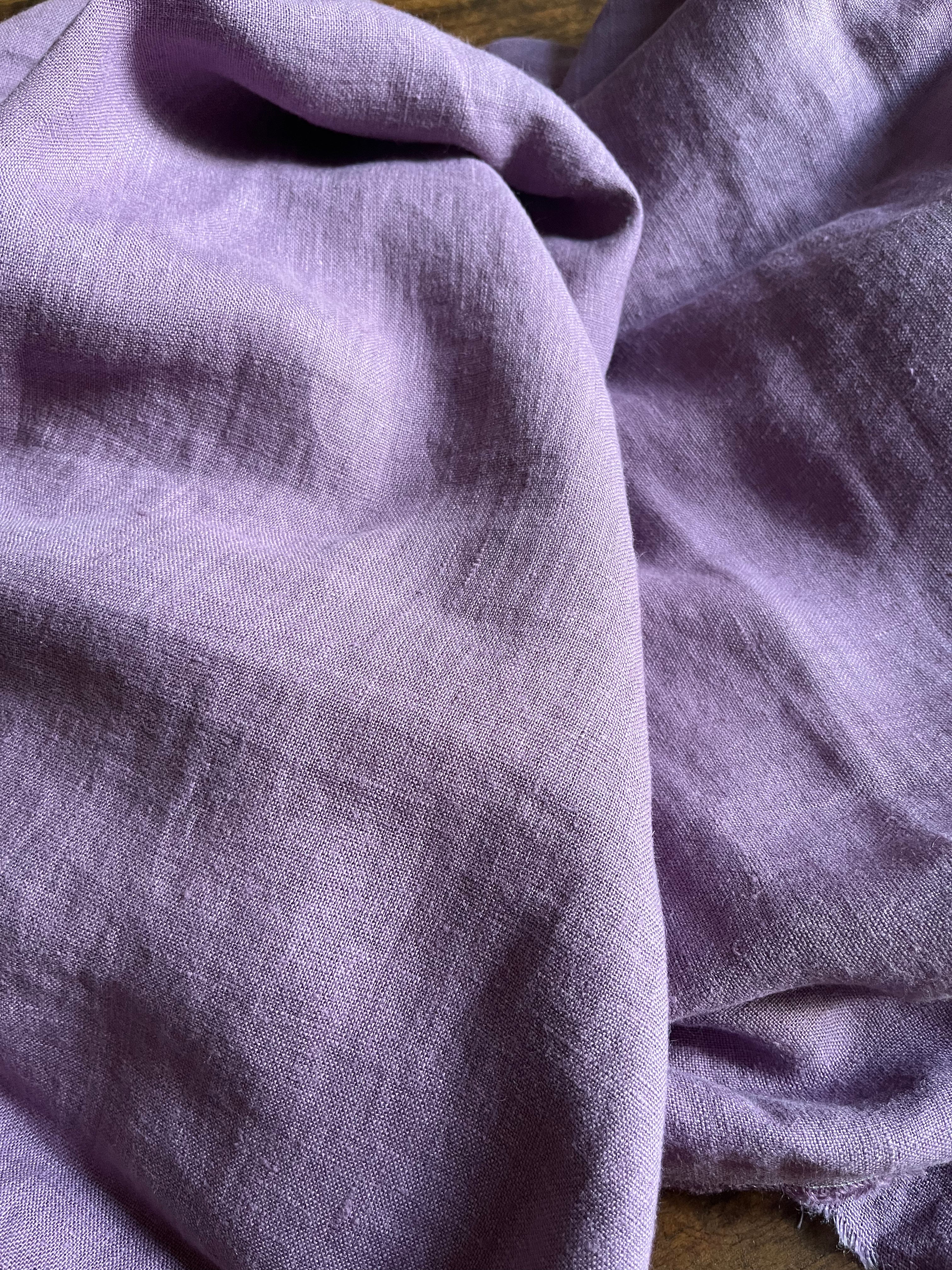 4,1 x 1,5 Meter Violett: extra breites und schweres washed Leinen in frischem Lavendelton