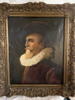 Laden Sie das Bild in den Galerie-Viewer, ￼Adeliger sucht neue Wand: Porträt mit Halskrause, Öl, gerahmt
