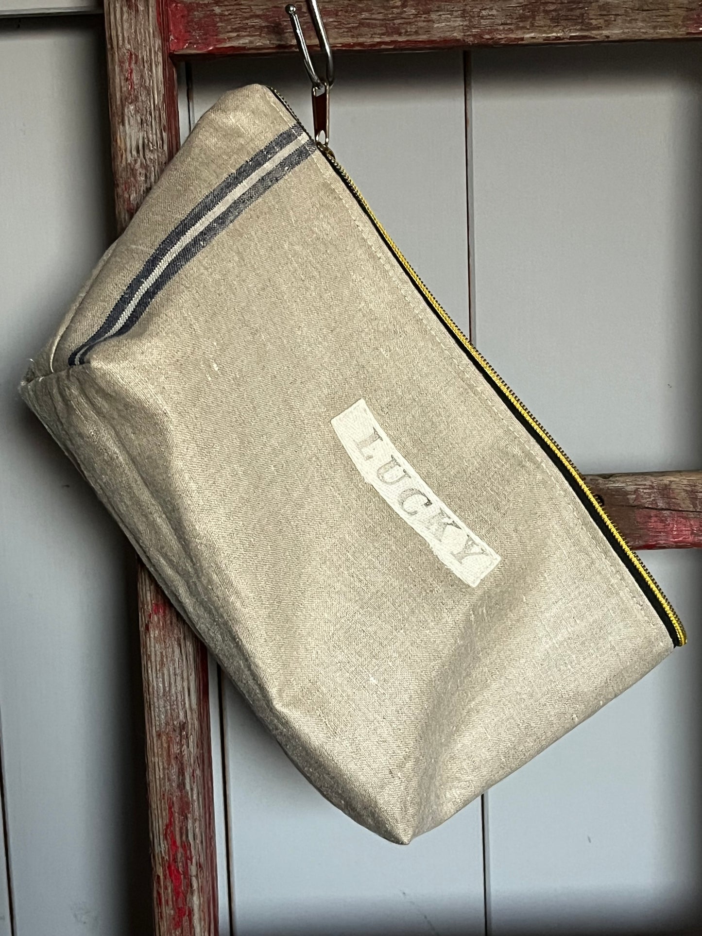 Kosmetiktasche aus altem Leinen - kleiner Shopper