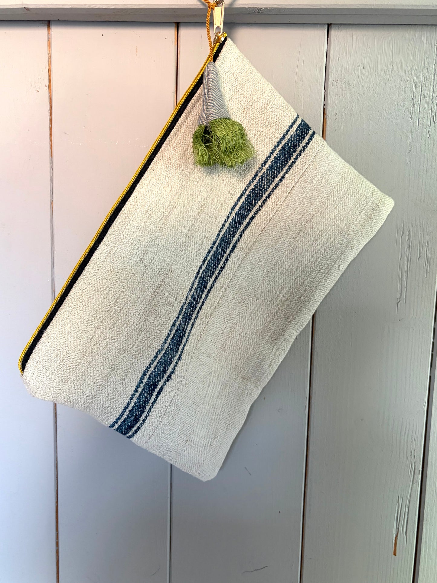 Kleine Handtasche aus altem Leinen - - Kosmetiktasche