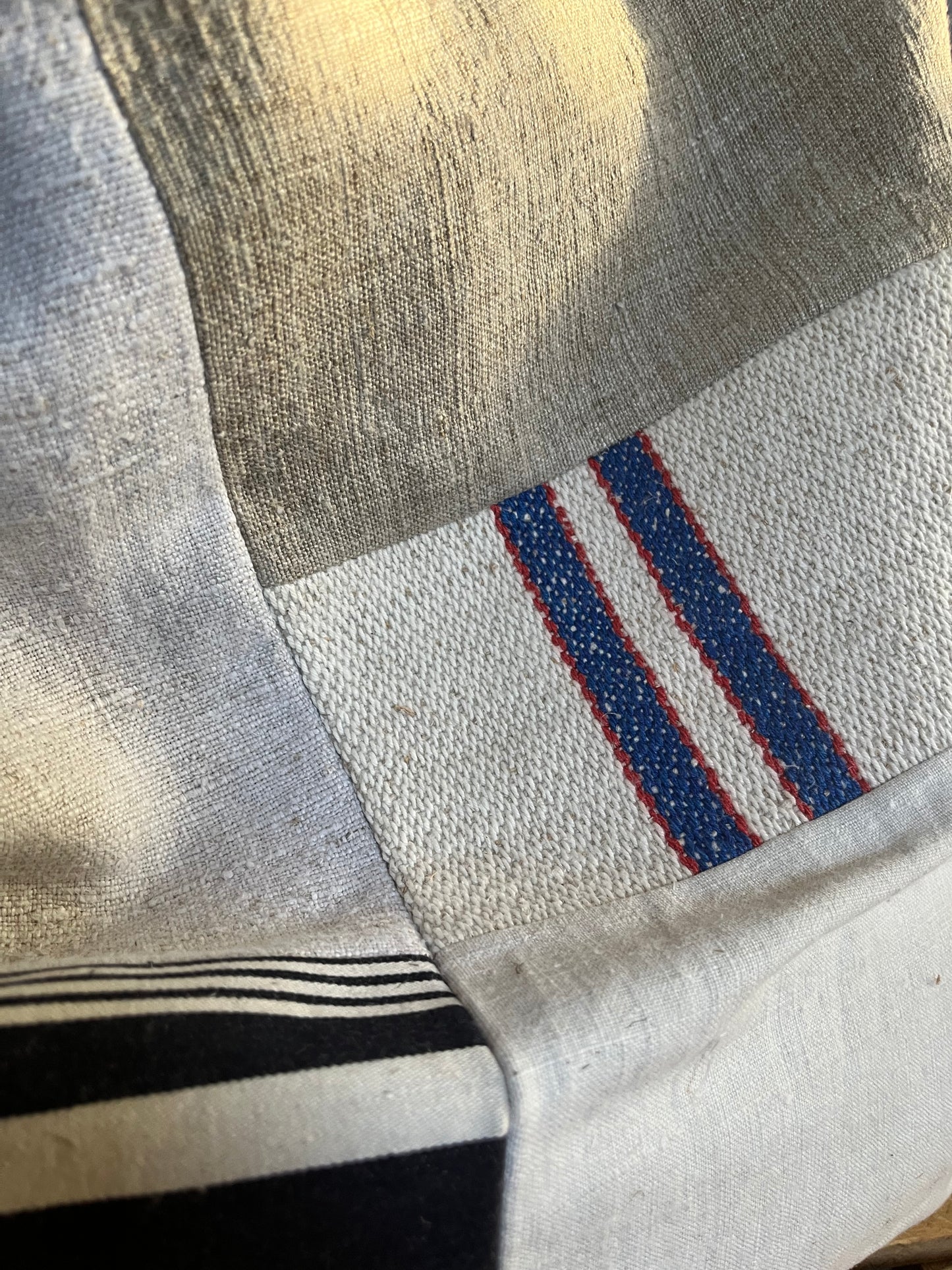 Multi: große Tasche Shopper aus verschiedenen Leinenstoffen