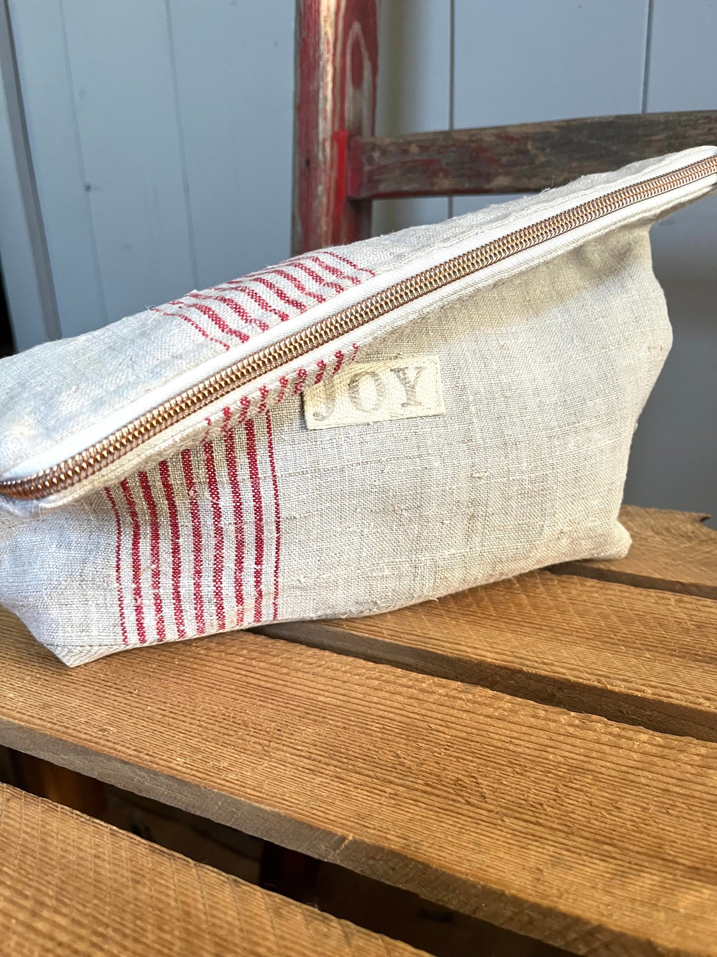 Kosmetiktasche aus altem Leinen - kleiner Shopper