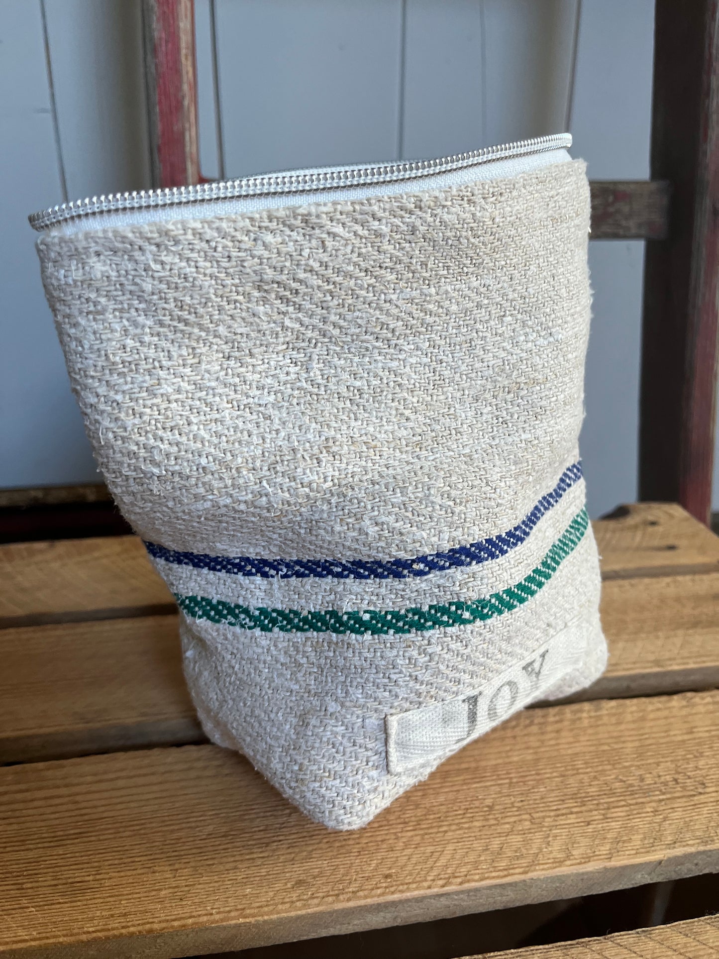 Kosmetiktasche aus altem Leinen - kleiner Shopper
