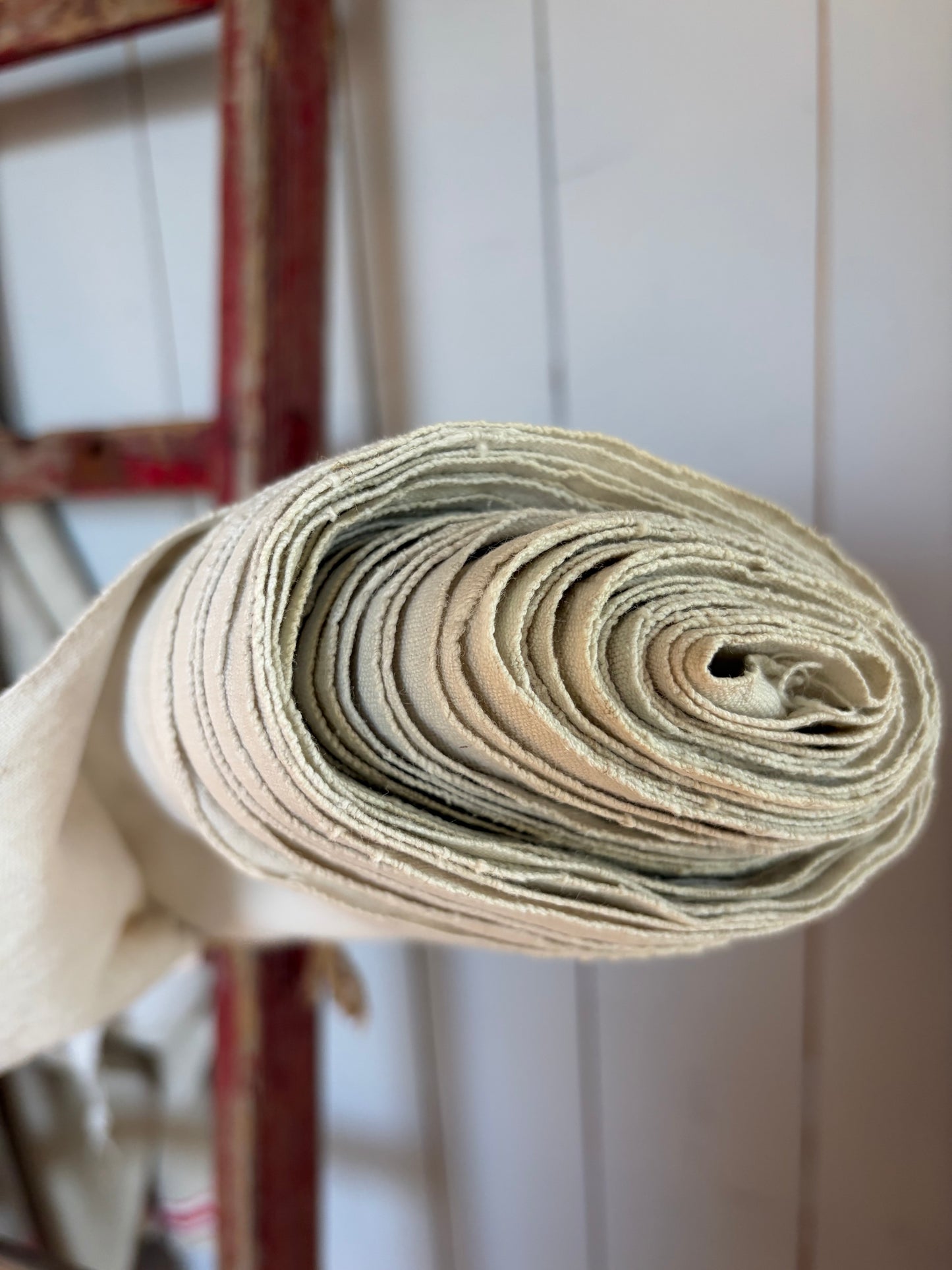 8,8 Meter Leinen von 1900: handgewebt, sauber, mittelgrob