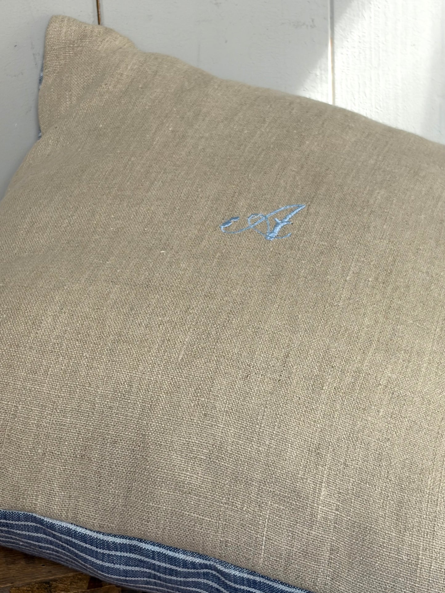 Kissenbezug washed Leinen mit Monogramm A