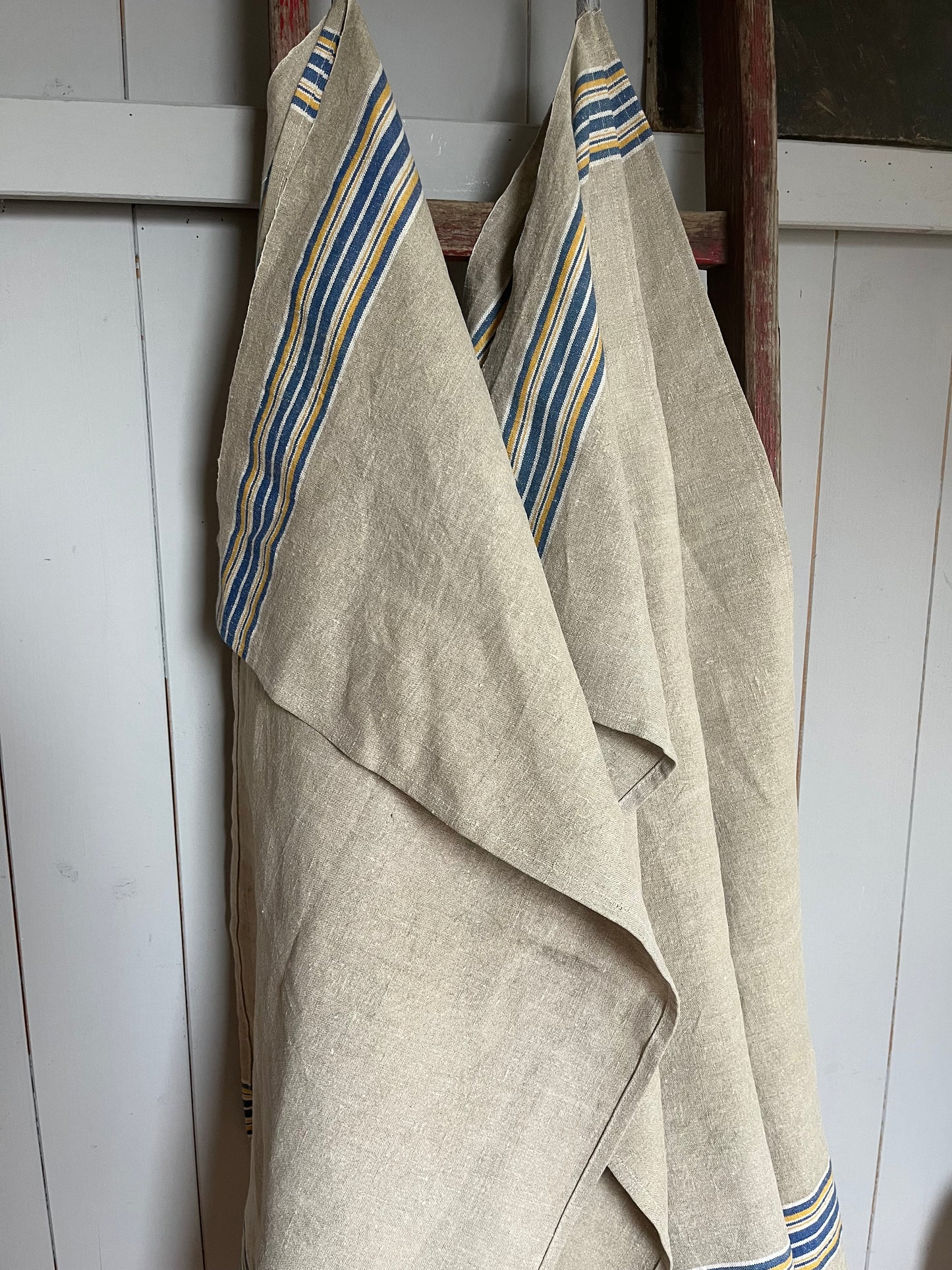 2er Set: kräftige Leinentücher mit seltenen Streifen 88 x 40