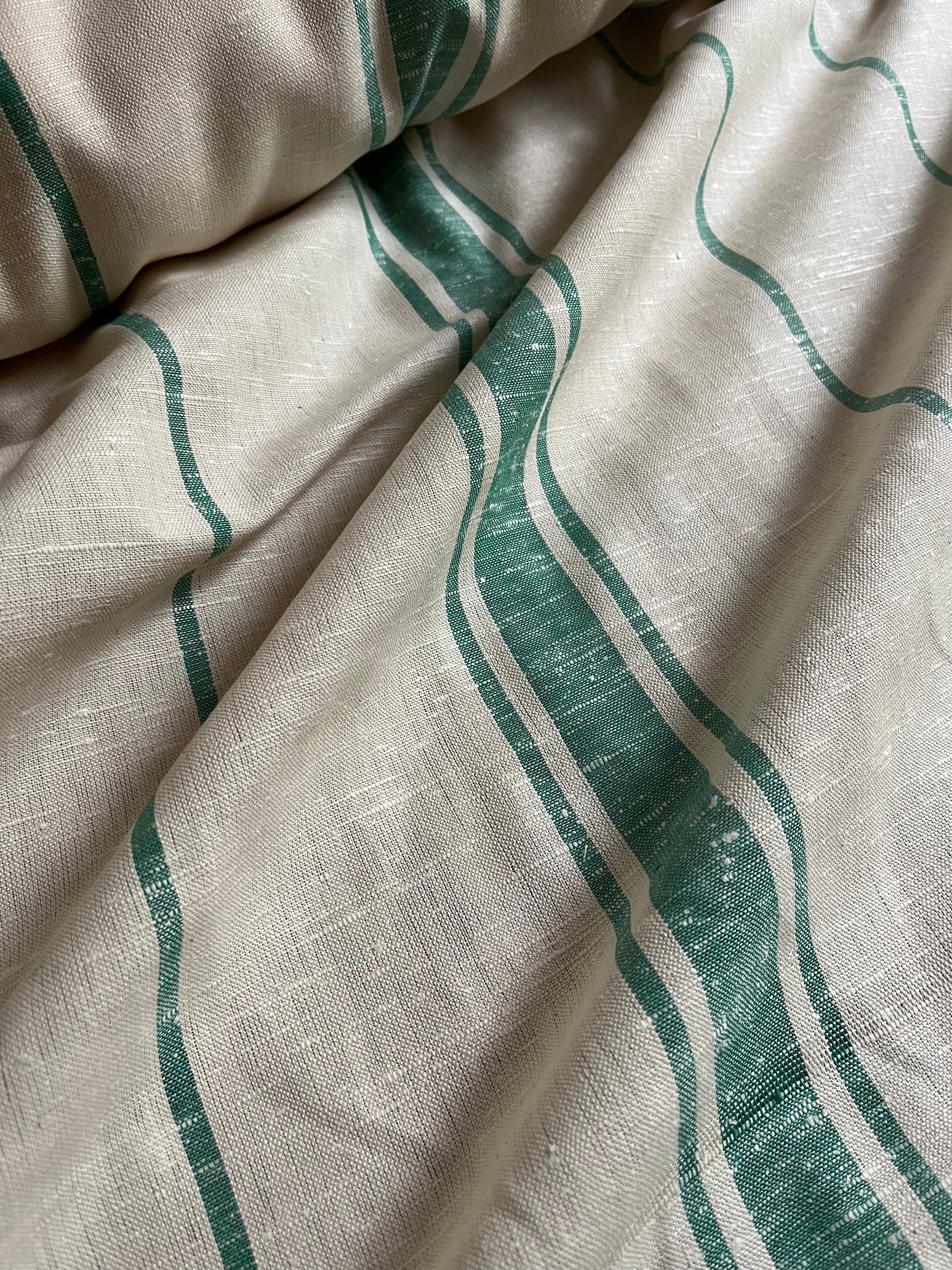 Green Stripes - 3 x 1,5 Meter extra breites Leinen mit Streifen