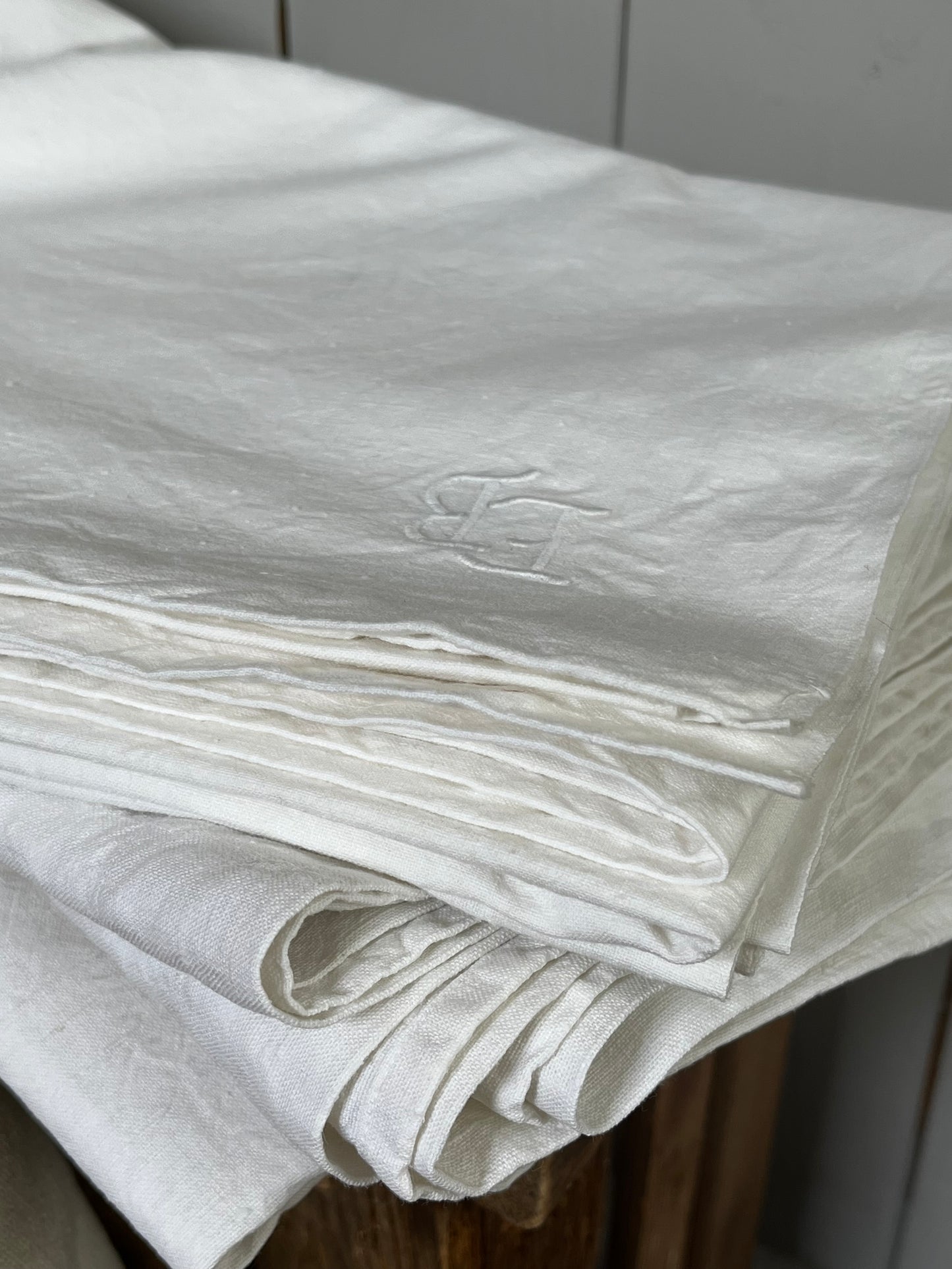 Großes Leinenlaken Tuch 220 x 144 weiß