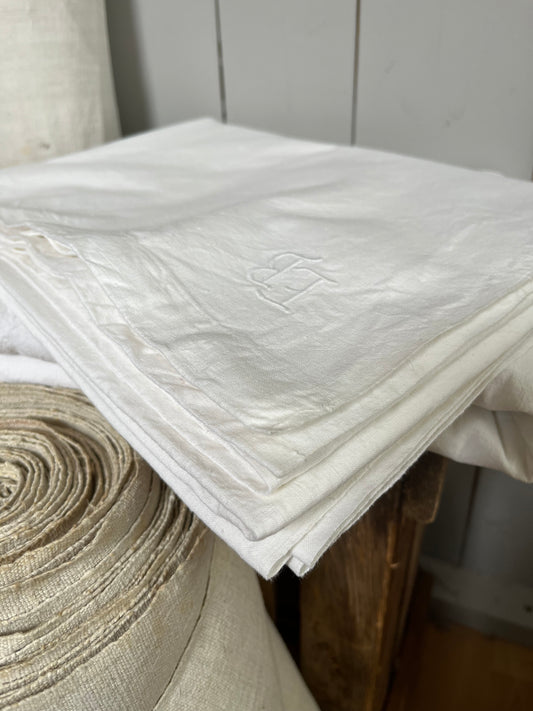 Großes Leinenlaken Tuch 220 x 144 weiß