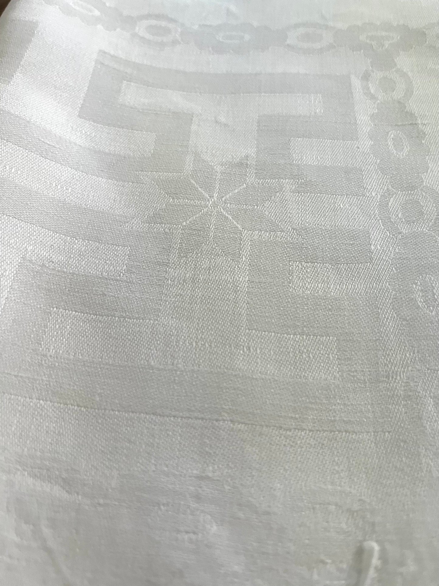 XXL Damast Leinen Tafeltuch 335 x 155 Monogramm