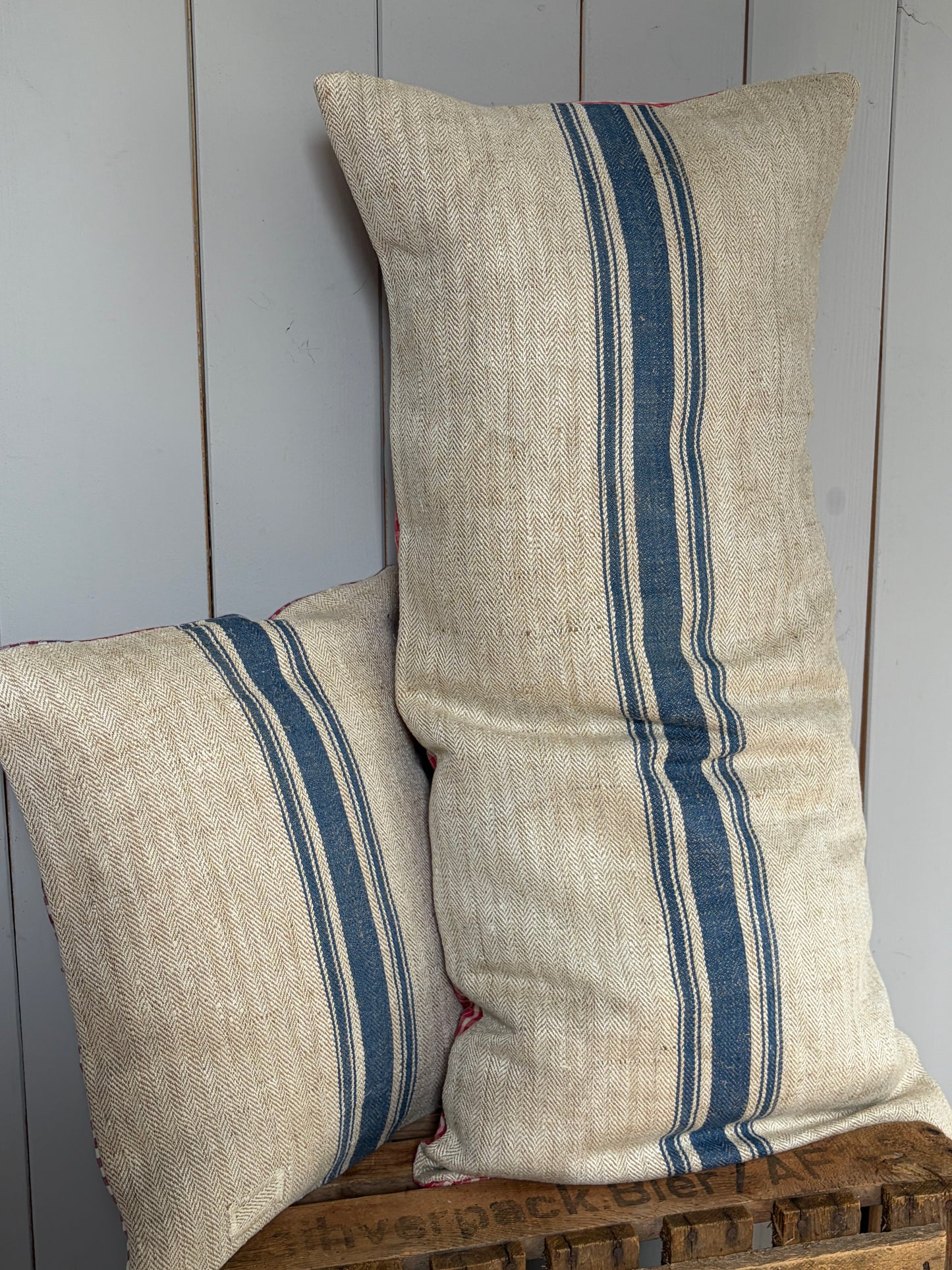 Very Vintage Kissenbezug aus altem Leinensack 80 x 40