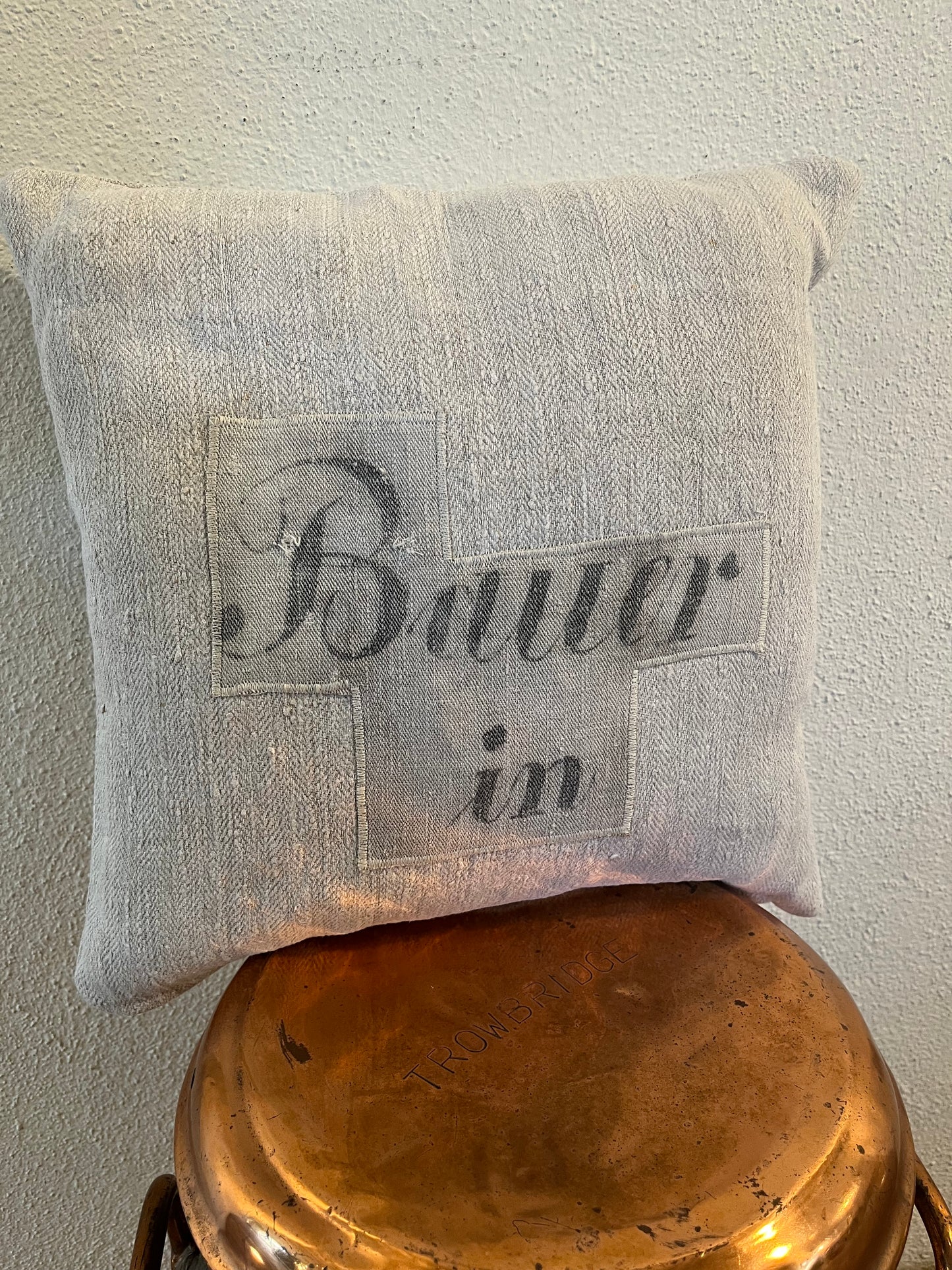 Bauer in: Kissen aus very vintage Leinen