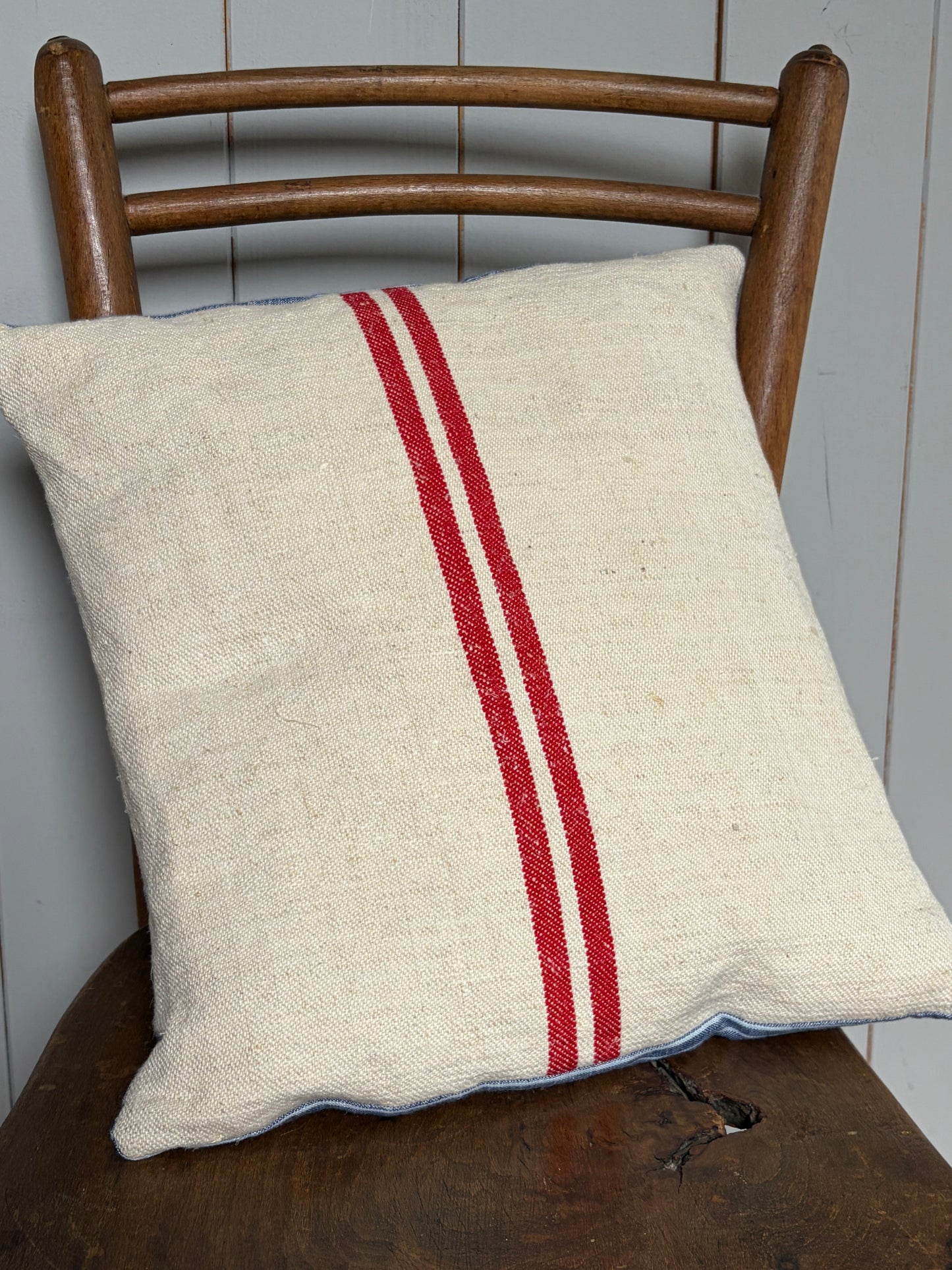 Kissenbezug rot gestreift Leinen 40 x 40