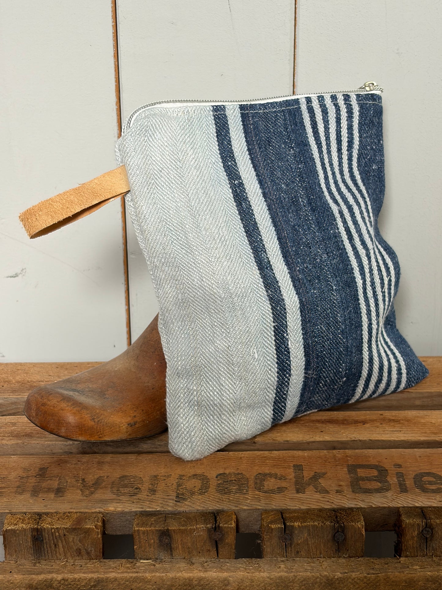 Kosmetiktasche aus altem Leinen - kleiner Shopper