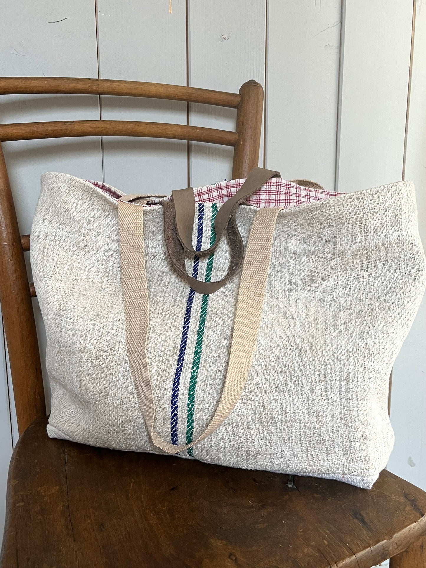 Tasche Shopper mit Streifen aus Kornsack