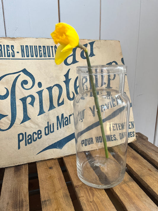 Altes belgisches Vorratsglas Vase mit umgeschlagenem Rand