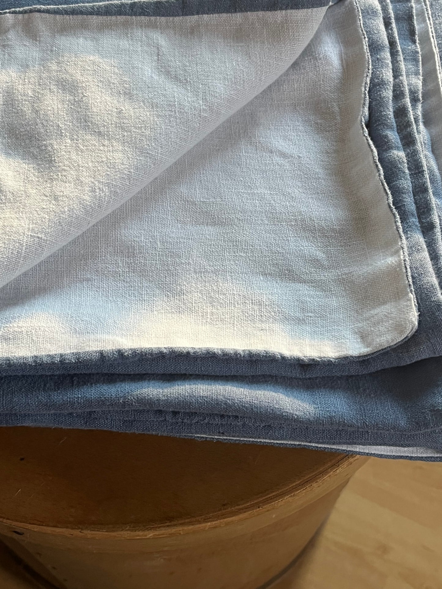 Decke aus washed Leinen - eine Seite Bleu, eine Weiß