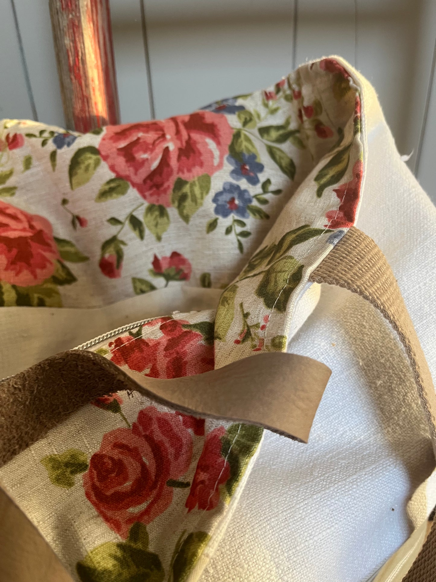 Multi: große Tasche Shopper aus verschiedenen Leinenstoffen