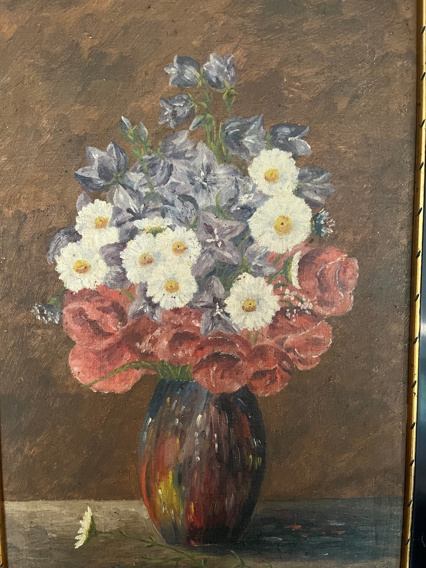 Ölbild Stillleben Blumenstrauß in Vase 1927 gerahmt